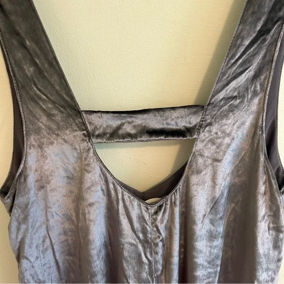 Anthropologie Maeve Velvet Cropped Wide Leg Jumpsuit Overalls Silver Size XS - Picture 8 of 8